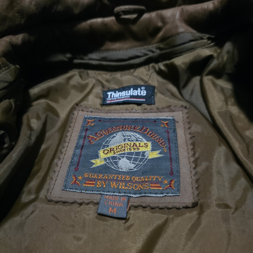 Wilsons Adventure Bound Women's Medium Trench Coat Leather Jacket Brown - Picture 3 of 14